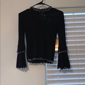 black and white ruffled blouse (size s)